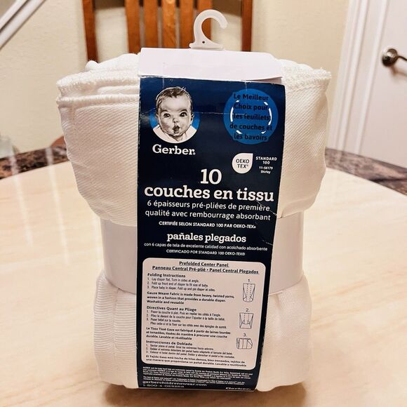 6-PLY Thick Gerber Cloth Diapers Birdseye PreFold 14" x 20" White 10 Count New - Picture 2 of 6